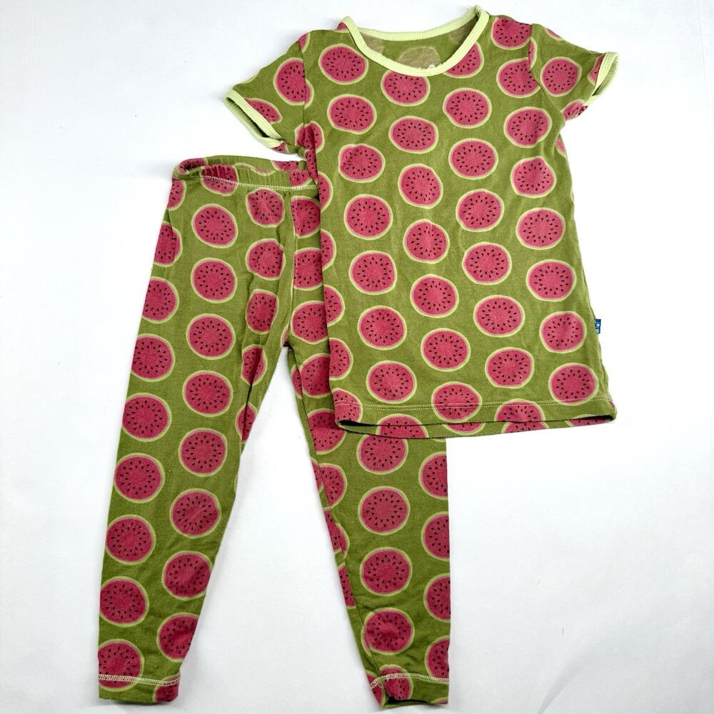 Kickee Kids Toddler Watermelon Short Sleeve Bamboo Knit 2-Piece PJ-2T